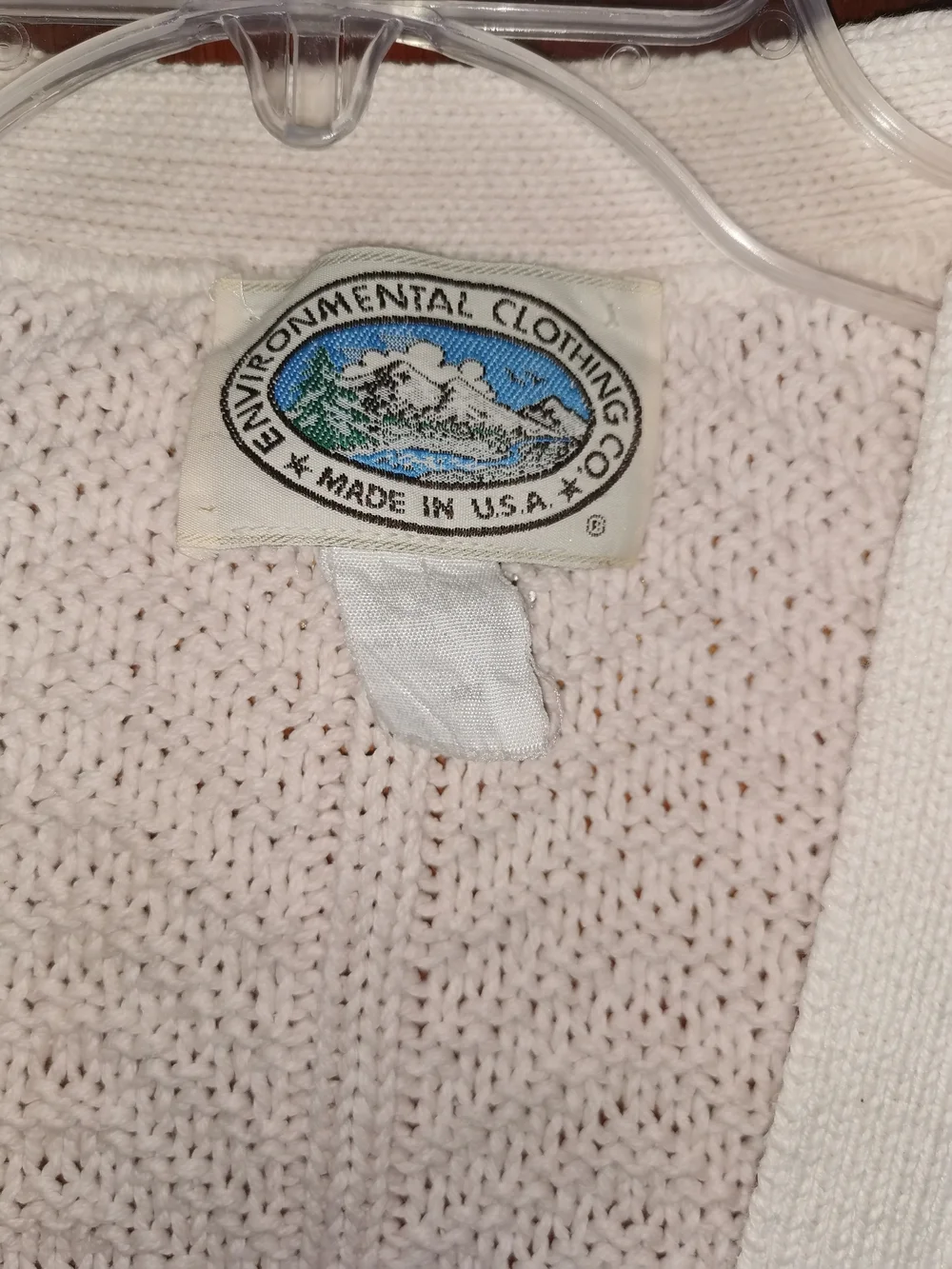 Vintage 100% Cotton Pink Sweater Vest Environmental Clothing Co. Made in US L